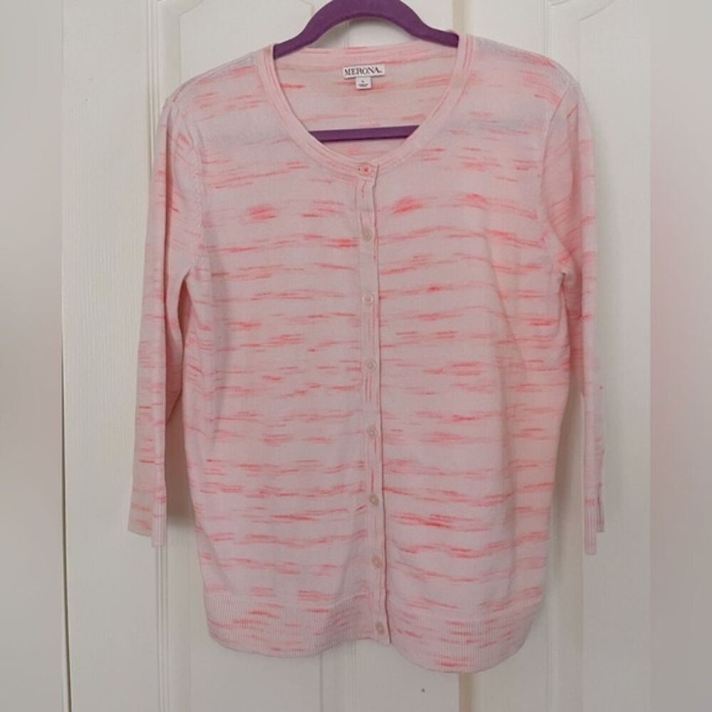 Merona size L 3/4 Sleeve Pink Button Down Cardigan